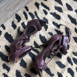 Brown strappy heels